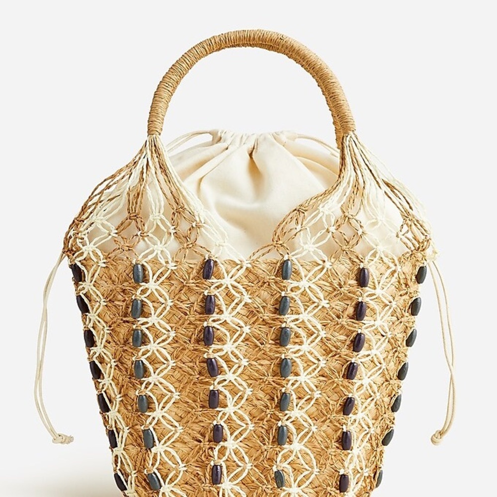 J.Crew Sedona beaded basket bag in straw